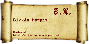 Birkás Margit névjegykártya